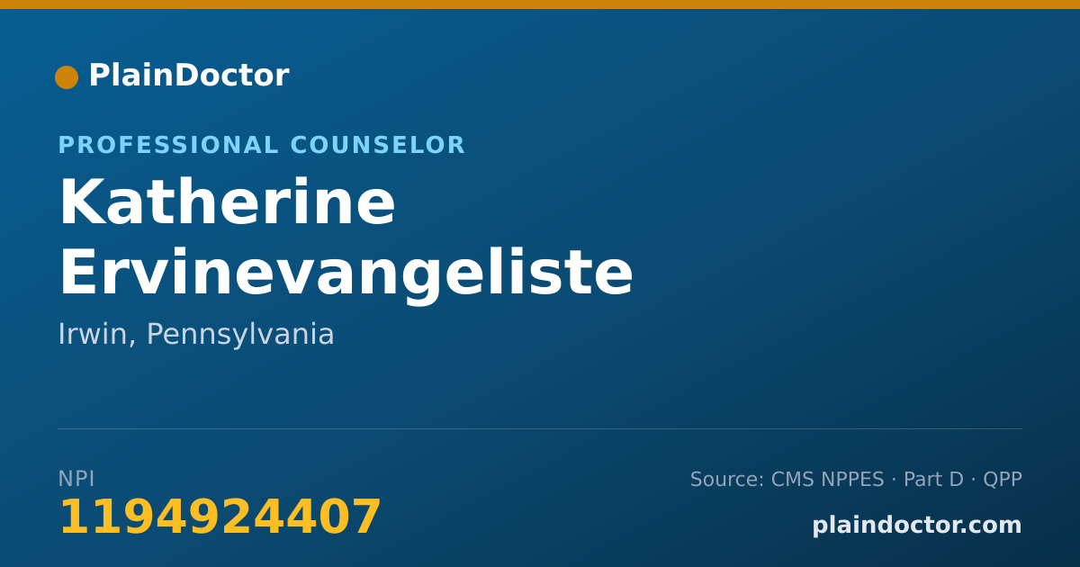 Shareable card for Katherine Ervinevangeliste - Professional Counselor, Irwin, PA