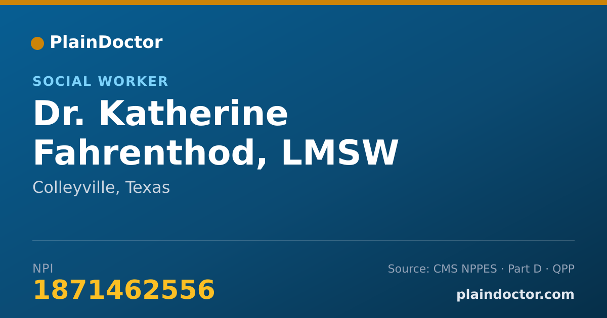 Shareable card for Katherine Fahrenthod, LMSW - Social Worker, Colleyville, TX