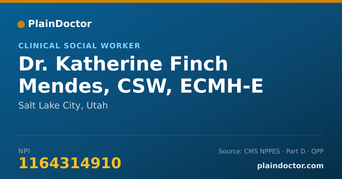 Shareable card for Katherine Finch Mendes, CSW, ECMH-E - Clinical Social Worker, Salt Lake City, UT