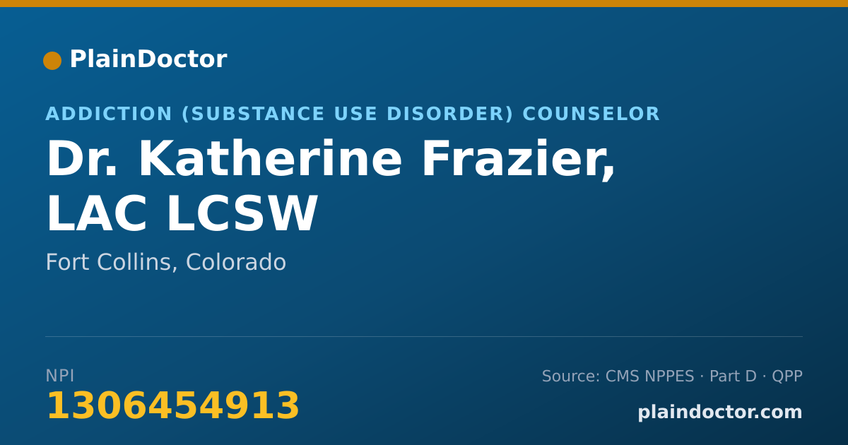 Shareable card for Katherine Frazier, LAC LCSW - Addiction (Substance Use Disorder) Counselor, Fort Collins, CO