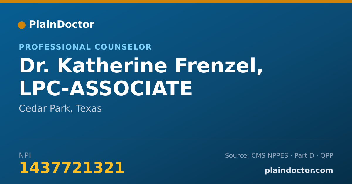 Shareable card for Katherine Frenzel, LPC-ASSOCIATE - Professional Counselor, Cedar Park, TX