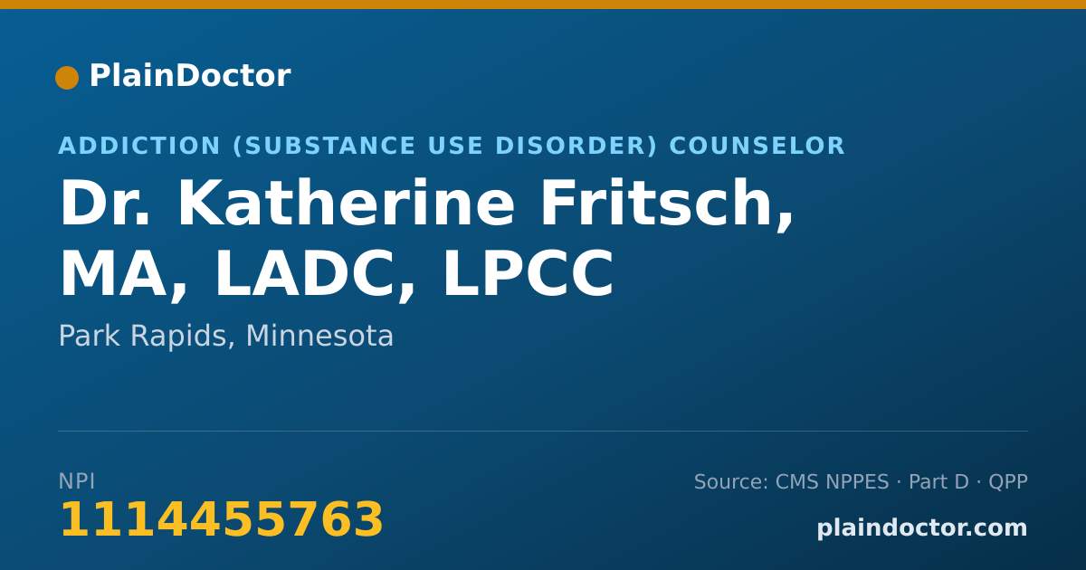 Shareable card for Katherine Fritsch, MA, LADC, LPCC - Addiction (Substance Use Disorder) Counselor, Park Rapids, MN