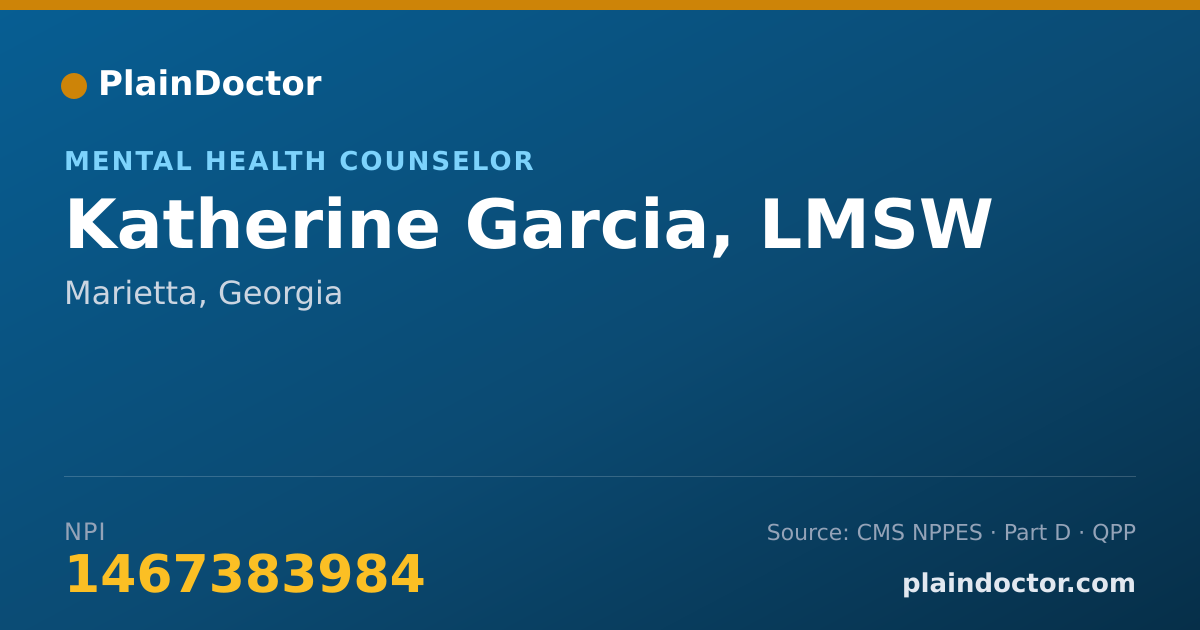 Shareable card for Katherine Garcia, LMSW - Mental Health Counselor, Marietta, GA