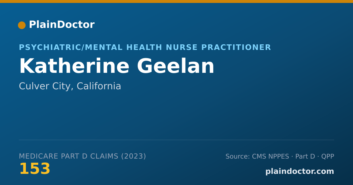 Shareable card for Katherine Geelan - Psychiatric/Mental Health Nurse Practitioner, Culver City, CA