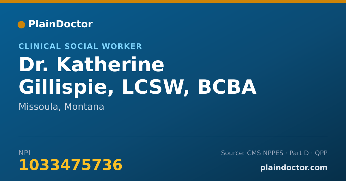 Shareable card for Katherine Gillispie, LCSW, BCBA - Clinical Social Worker, Missoula, MT