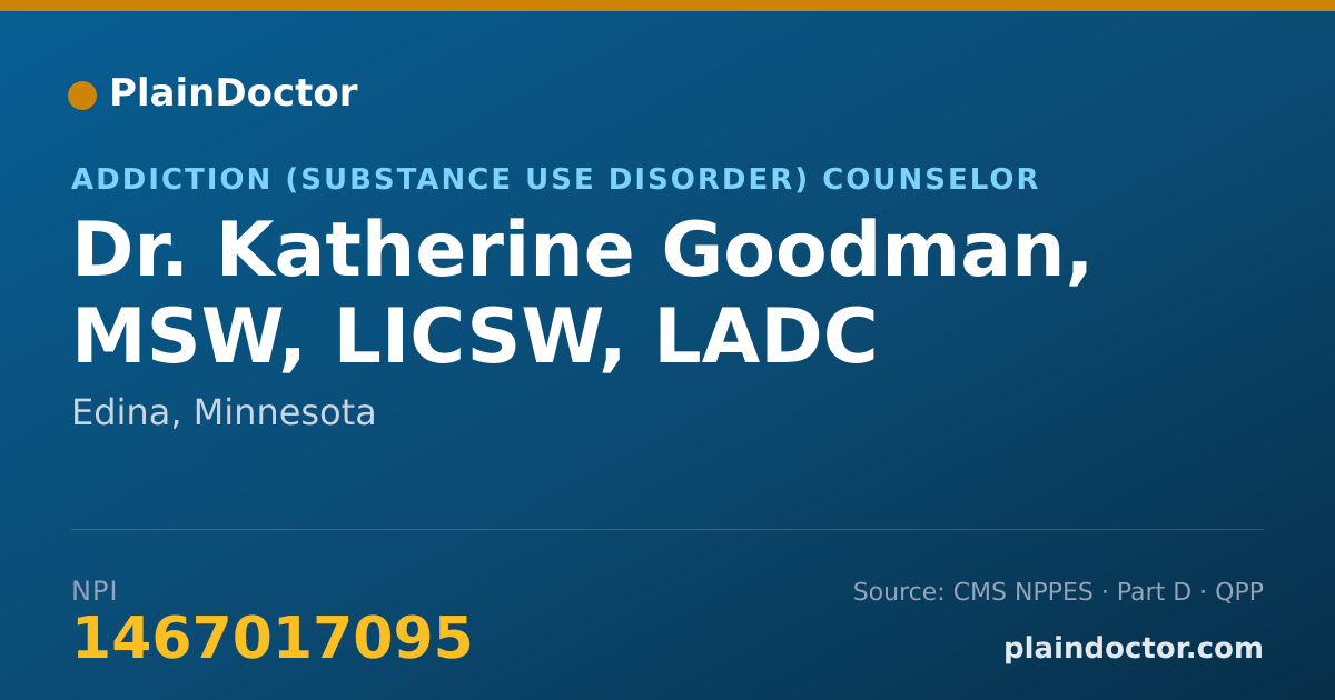 Shareable card for Katherine Goodman, MSW, LICSW, LADC - Addiction (Substance Use Disorder) Counselor, Edina, MN