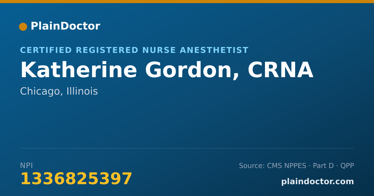 Shareable card for Katherine Gordon, CRNA - Certified Registered Nurse Anesthetist, Chicago, IL
