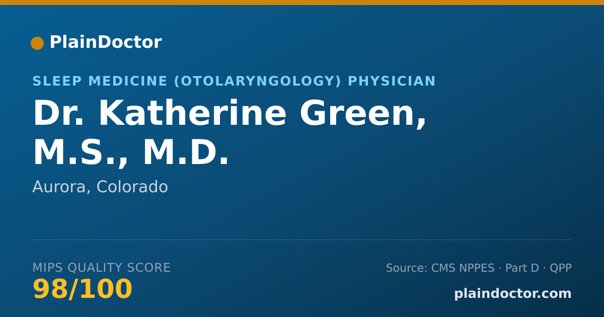 Shareable card for Katherine Green, M.S., M.D. - Sleep Medicine (Otolaryngology) Physician, Aurora, CO