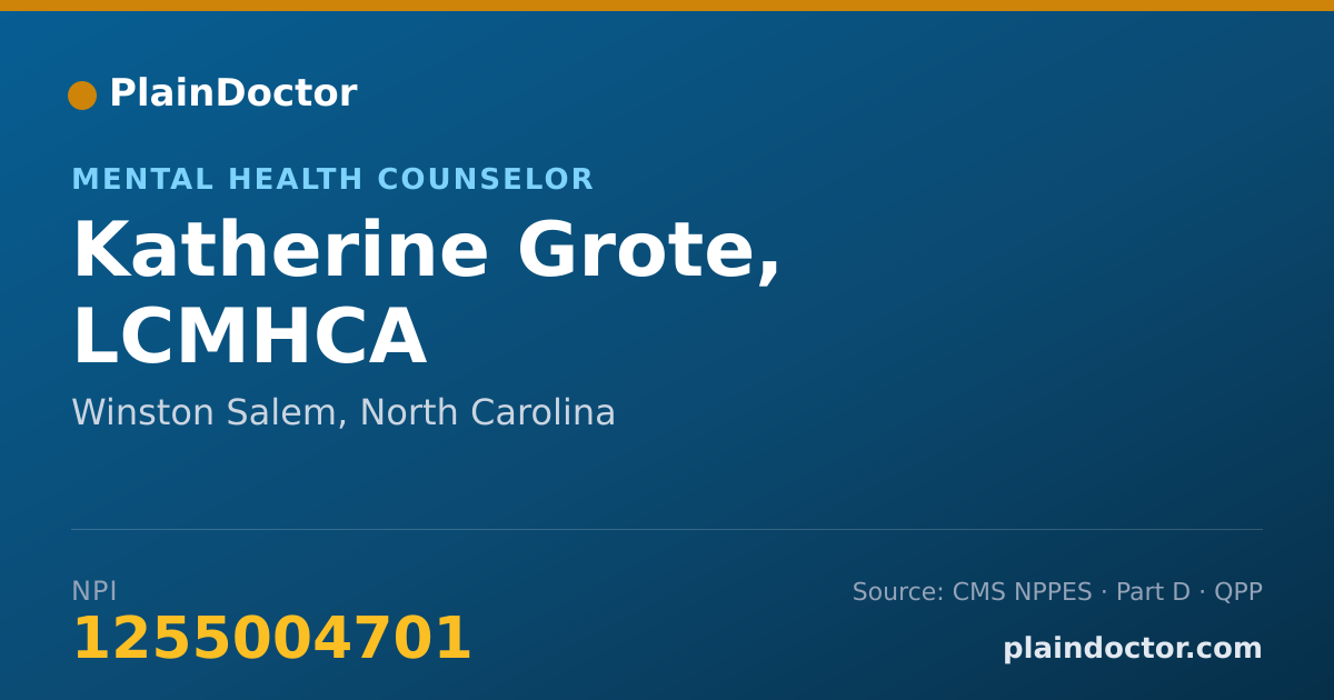 Shareable card for Katherine Grote, LCMHCA - Mental Health Counselor, Winston Salem, NC