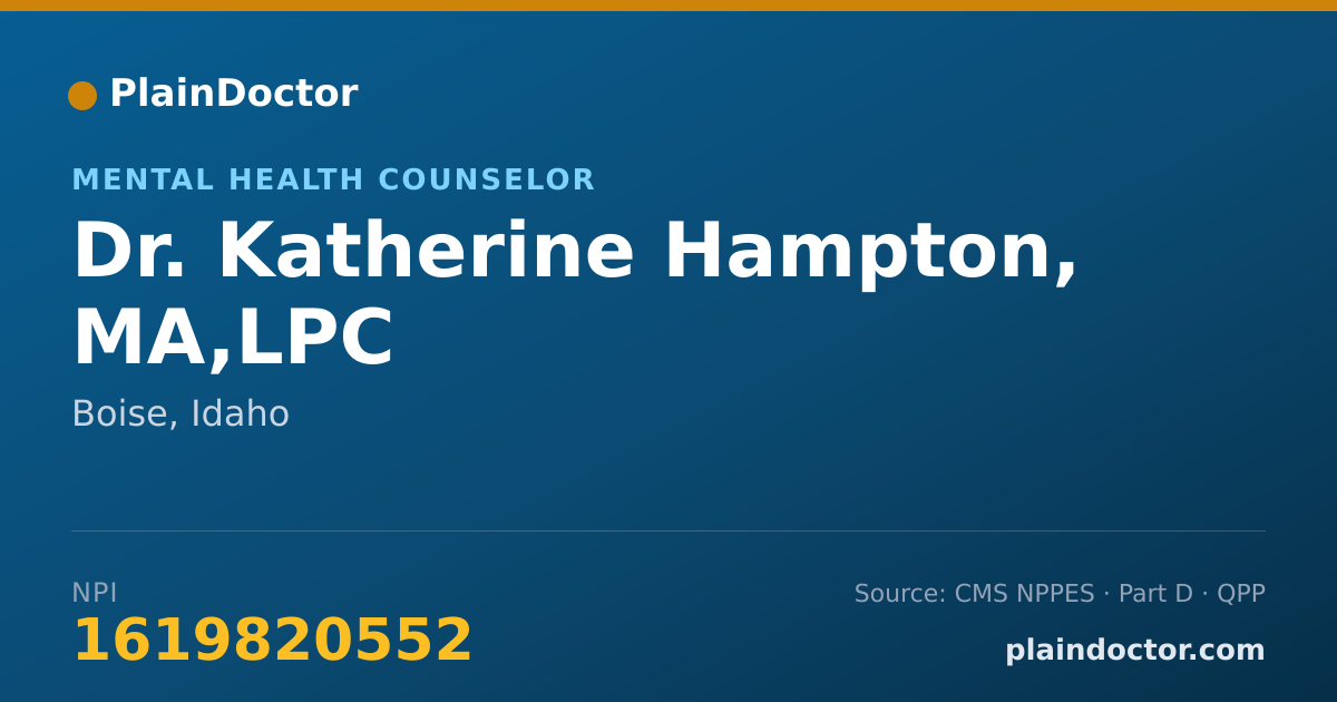 Shareable card for Katherine Hampton, MA,LPC - Mental Health Counselor, Boise, ID