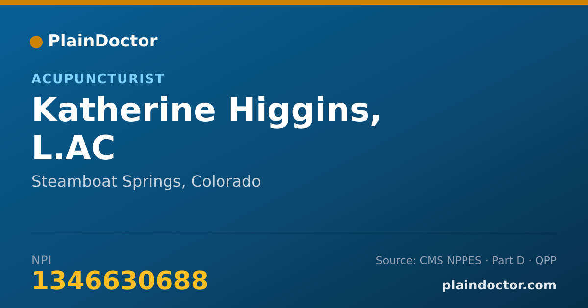 Shareable card for Katherine Higgins, L.AC - Acupuncturist, Steamboat Springs, CO