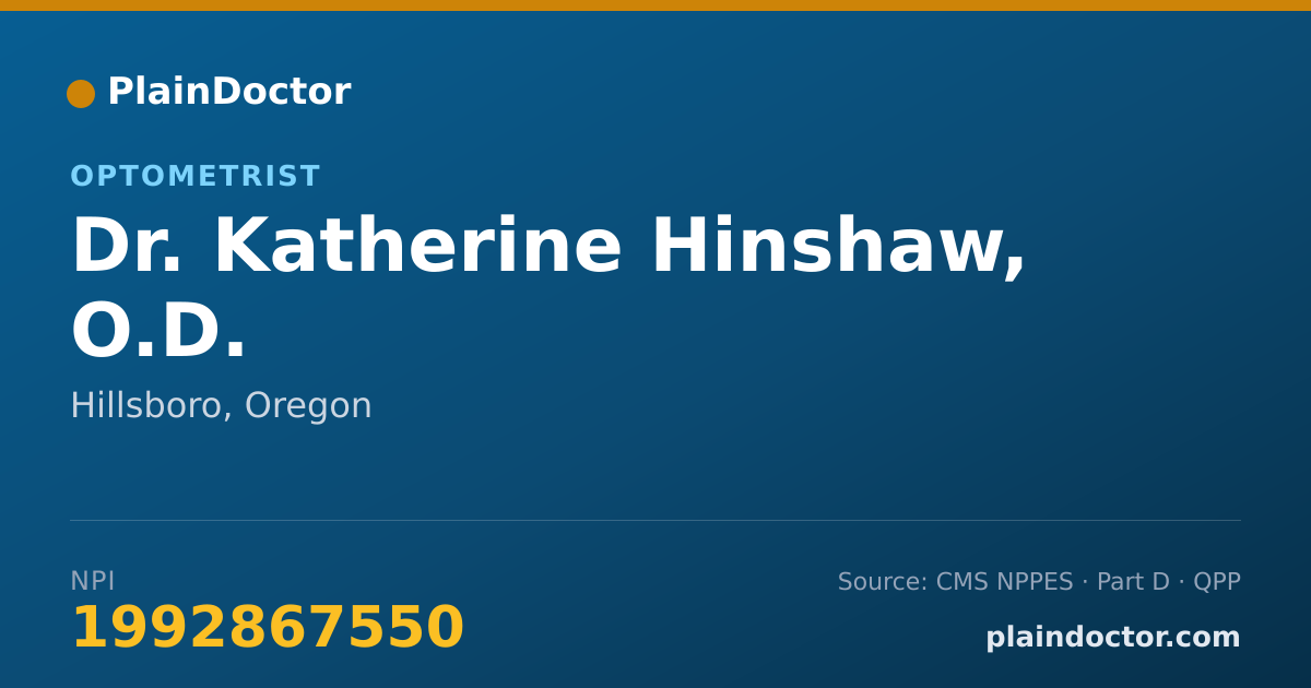 Shareable card for Katherine Hinshaw, O.D. - Optometrist, Hillsboro, OR
