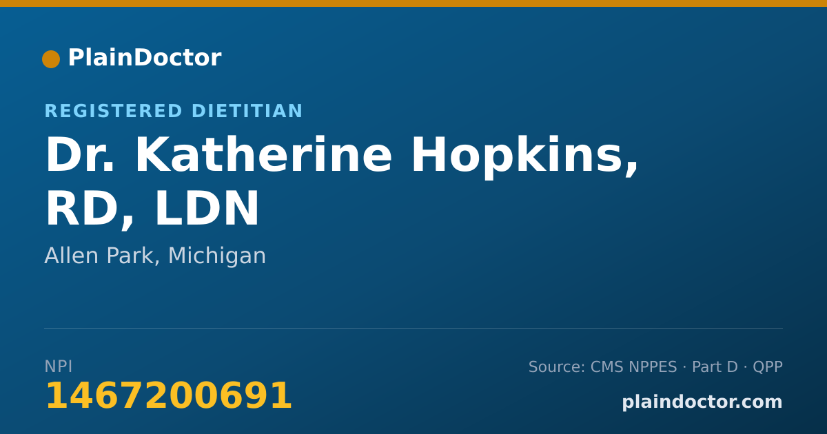 Shareable card for Katherine Hopkins, RD, LDN - Registered Dietitian, Allen Park, MI