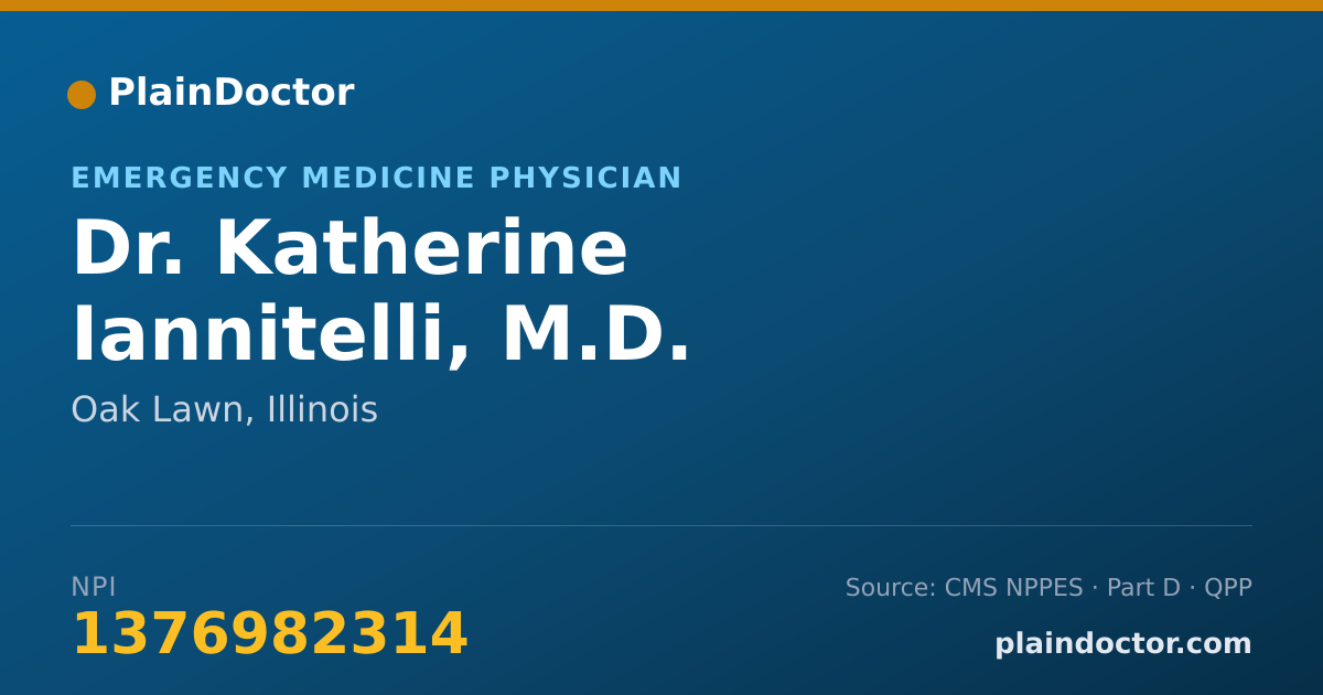 Shareable card for Katherine Iannitelli, M.D. - Emergency Medicine Physician, Oak Lawn, IL