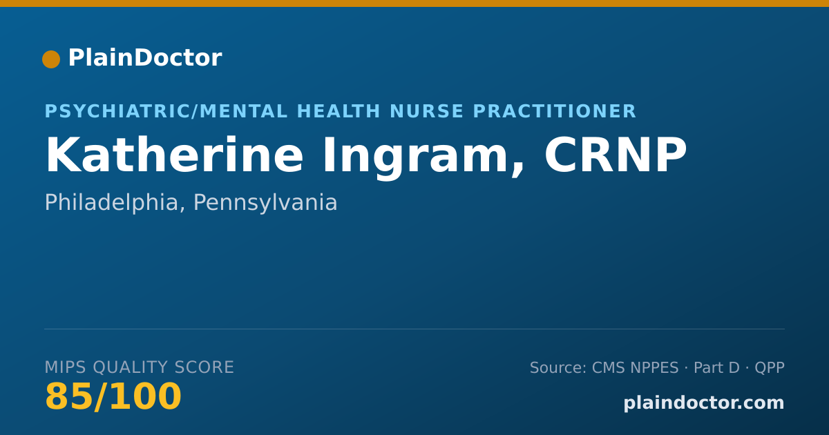 Shareable card for Katherine Ingram, CRNP - Psychiatric/Mental Health Nurse Practitioner, Philadelphia, PA