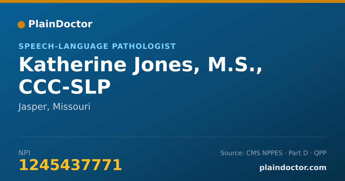 Shareable card for Katherine Jones, M.S., CCC-SLP - Speech-Language Pathologist, Jasper, MO