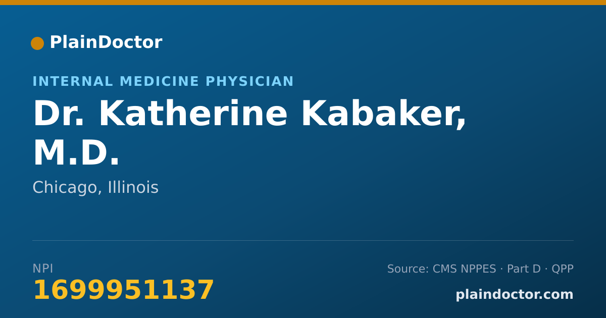 Shareable card for Katherine Kabaker, M.D. - Internal Medicine Physician, Chicago, IL