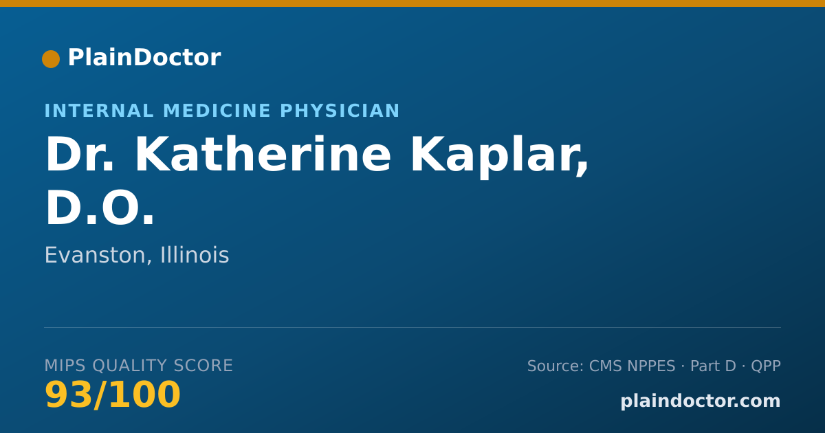 Shareable card for Katherine Kaplar, D.O. - Internal Medicine Physician, Evanston, IL