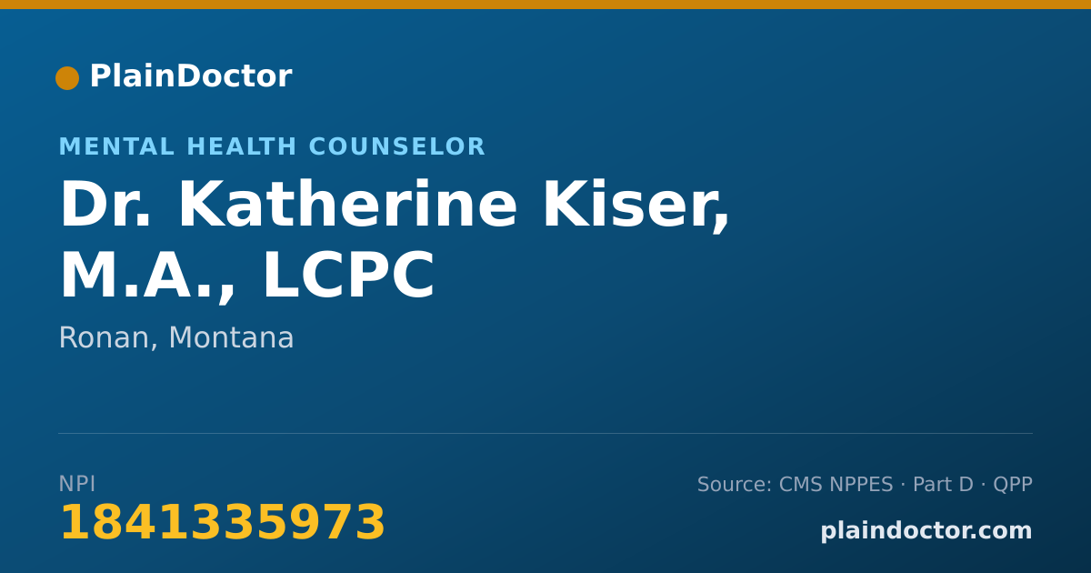 Shareable card for Katherine Kiser, M.A., LCPC - Mental Health Counselor, Ronan, MT