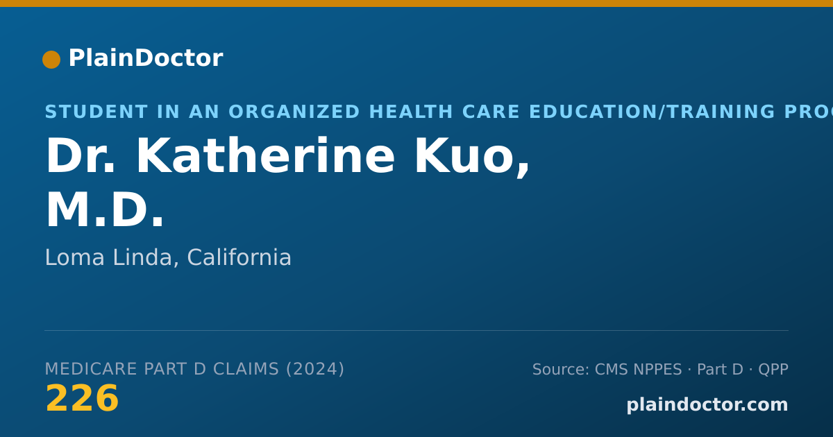 Shareable card for Katherine Kuo, M.D. - Student in an Organized Health Care Education/Training Program, Loma Linda, CA