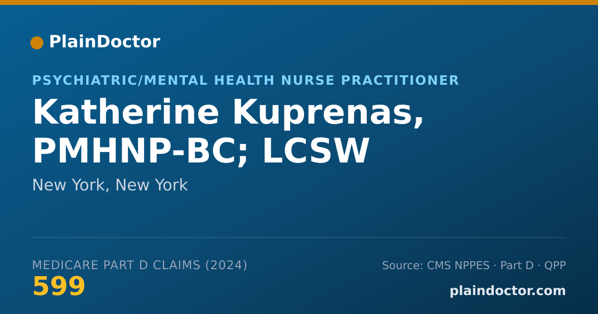 Shareable card for Katherine Kuprenas, PMHNP-BC; LCSW - Psychiatric/Mental Health Nurse Practitioner, New York, NY