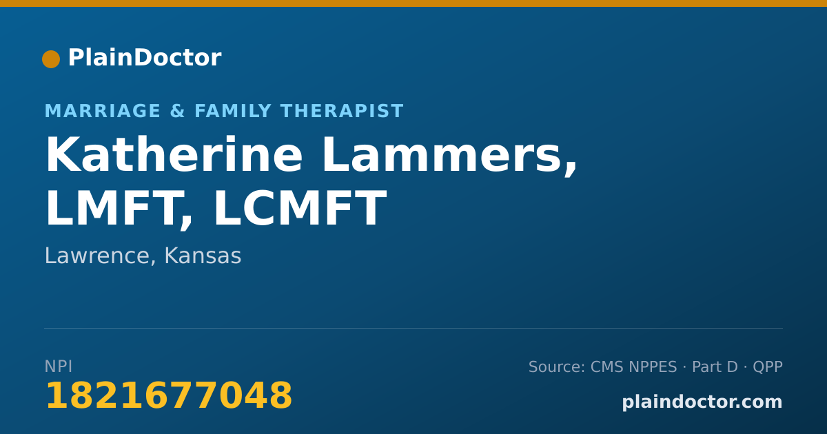 Shareable card for Katherine Lammers, LMFT, LCMFT - Marriage & Family Therapist, Lawrence, KS