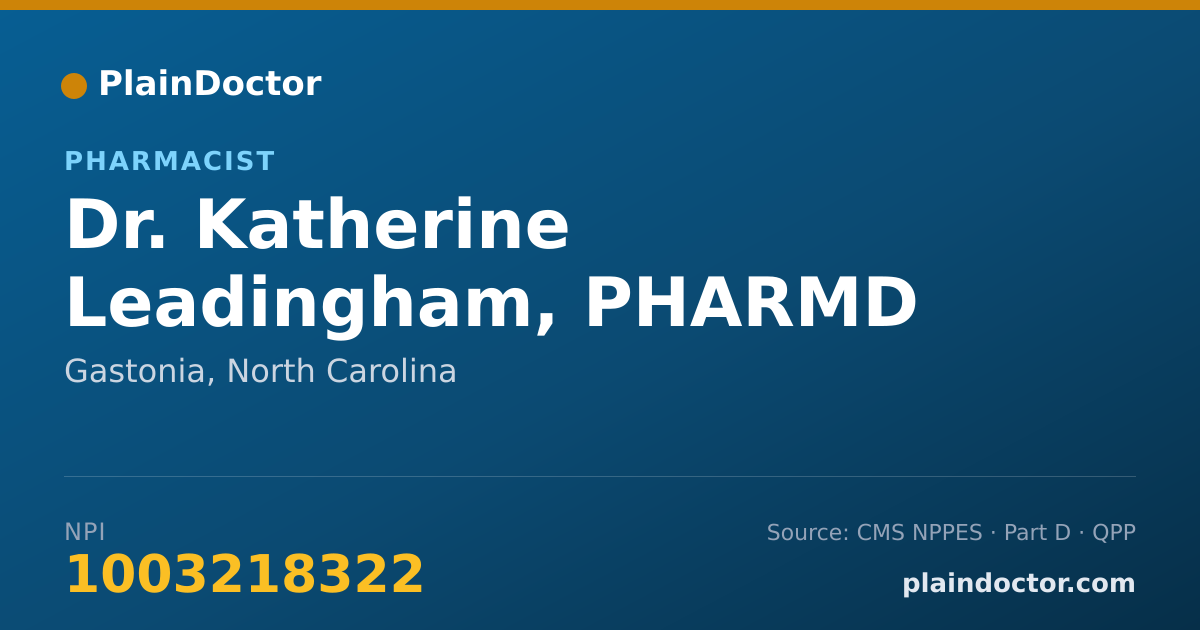Shareable card for Katherine Leadingham, PHARMD - Pharmacist, Gastonia, NC