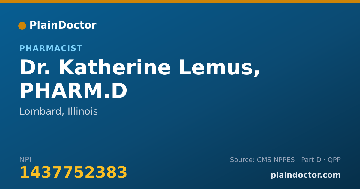 Shareable card for Katherine Lemus, PHARM.D - Pharmacist, Lombard, IL