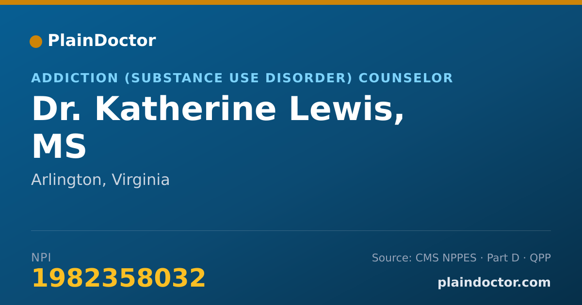 Shareable card for Katherine Lewis, MS - Addiction (Substance Use Disorder) Counselor, Arlington, VA