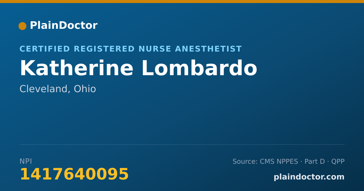 Shareable card for Katherine Lombardo - Certified Registered Nurse Anesthetist, Cleveland, OH