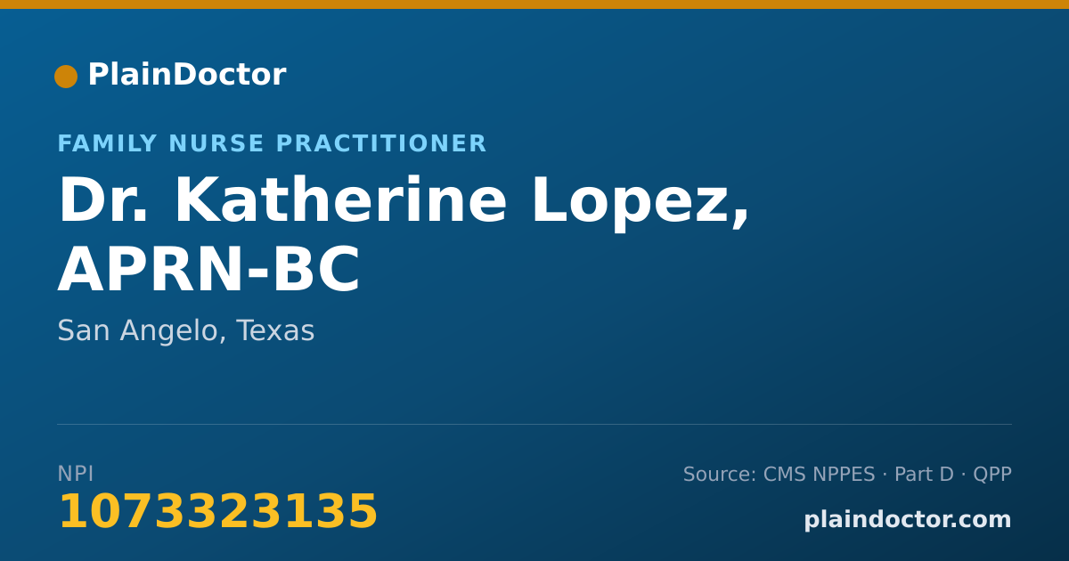 Shareable card for Katherine Lopez, APRN-BC - Family Nurse Practitioner, San Angelo, TX