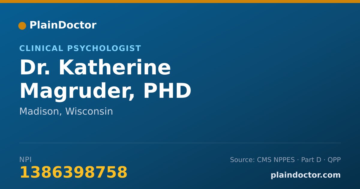 Shareable card for Katherine Magruder, PHD - Clinical Psychologist, Madison, WI
