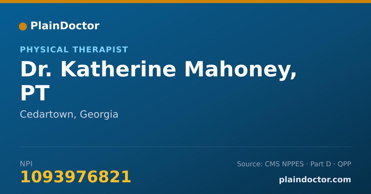 Shareable card for Katherine Mahoney, PT - Physical Therapist, Cedartown, GA