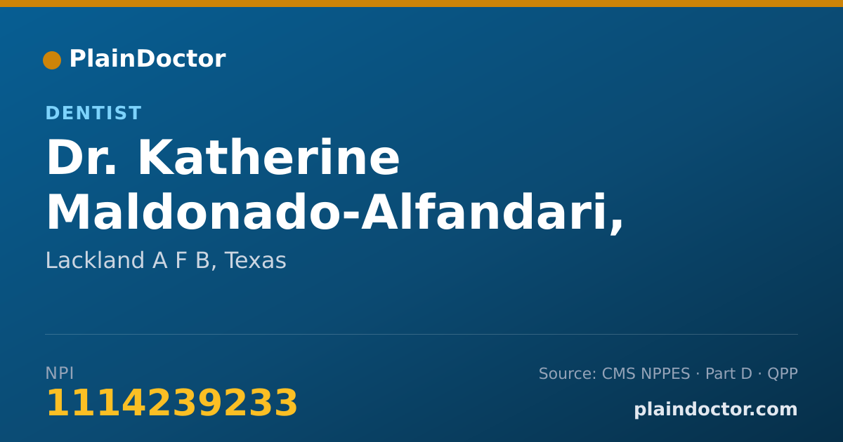 Shareable card for Katherine Maldonado-Alfandari, D.M.D - Dentist, Lackland A F B, TX