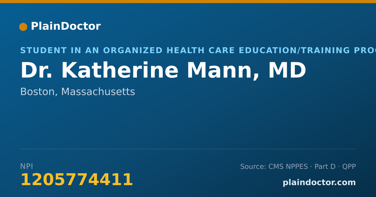 Shareable card for Katherine Mann, MD - Student in an Organized Health Care Education/Training Program, Boston, MA