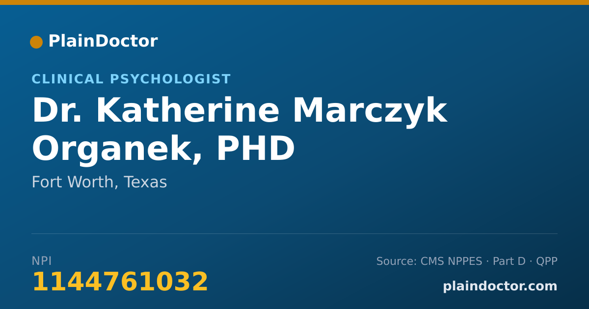 Shareable card for Katherine Marczyk Organek, PHD - Clinical Psychologist, Fort Worth, TX