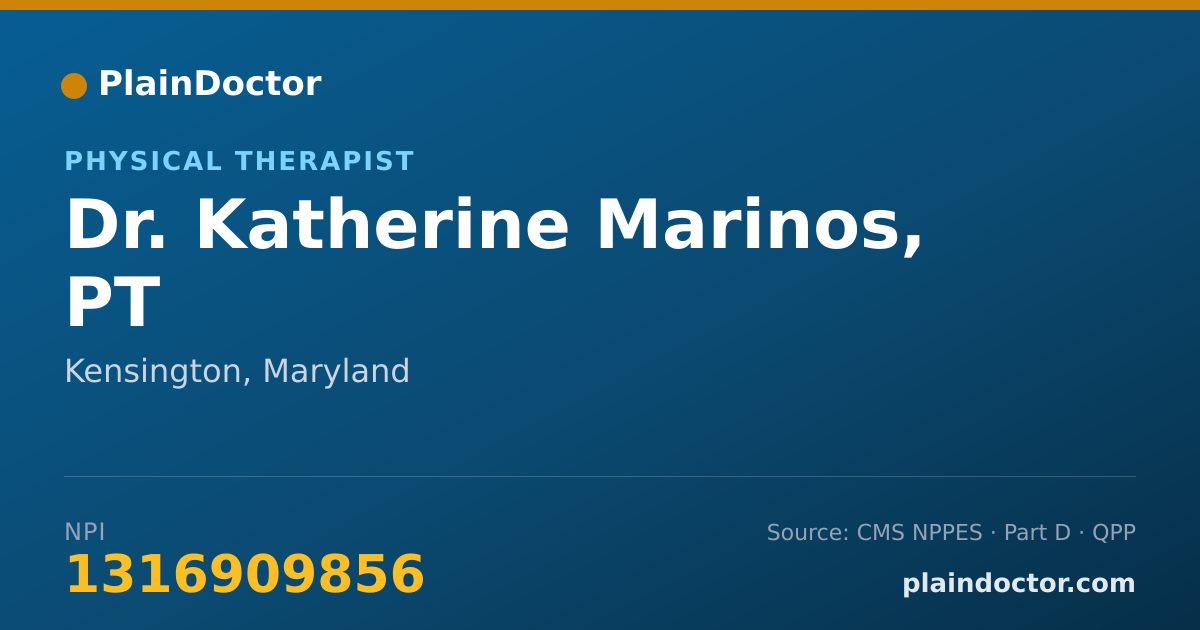 Shareable card for Katherine Marinos, PT - Physical Therapist, Kensington, MD