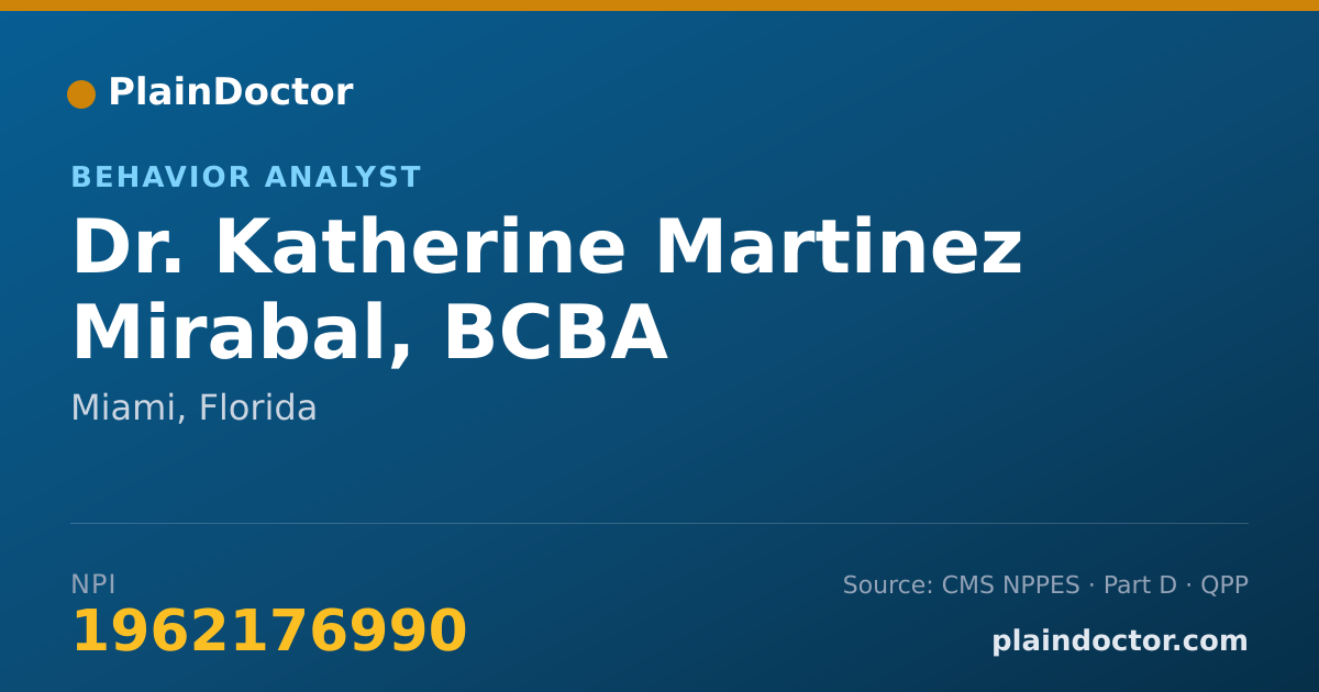 Shareable card for Katherine Martinez Mirabal, BCBA - Behavior Analyst, Miami, FL