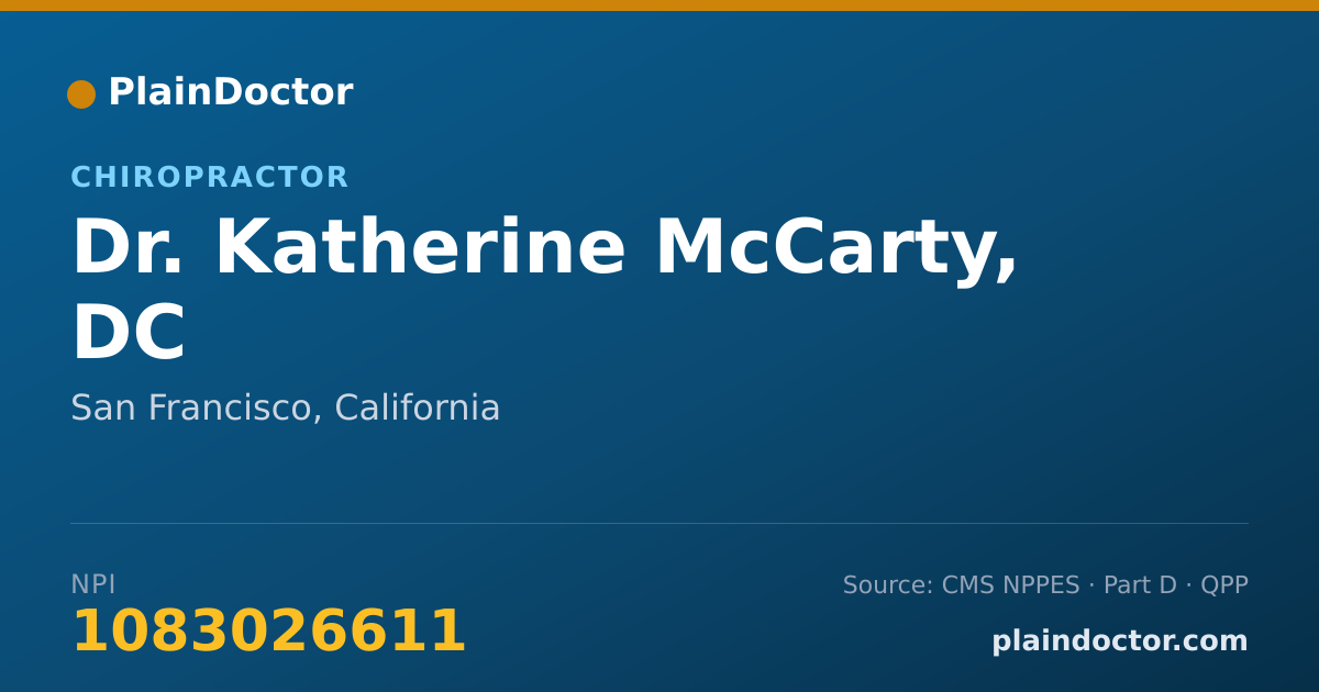 Shareable card for Katherine McCarty, DC - Chiropractor, San Francisco, CA