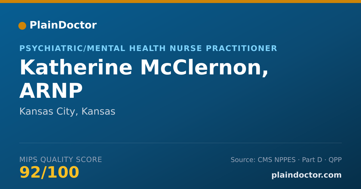 Shareable card for Katherine McClernon, ARNP - Psychiatric/Mental Health Nurse Practitioner, Kansas City, KS