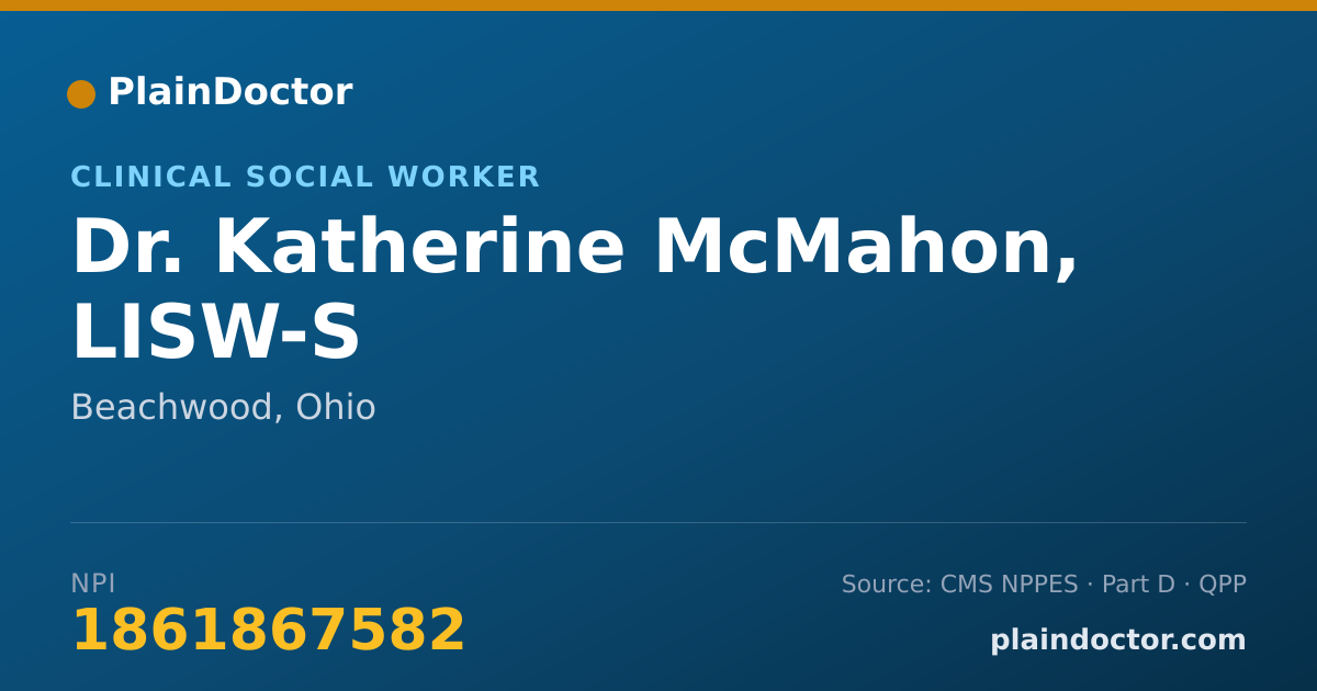 Shareable card for Katherine McMahon, LISW-S - Clinical Social Worker, Beachwood, OH