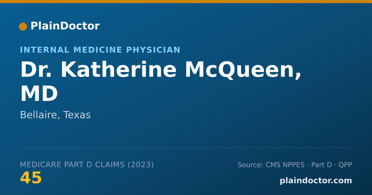 Shareable card for Katherine McQueen, MD - Internal Medicine Physician, Bellaire, TX