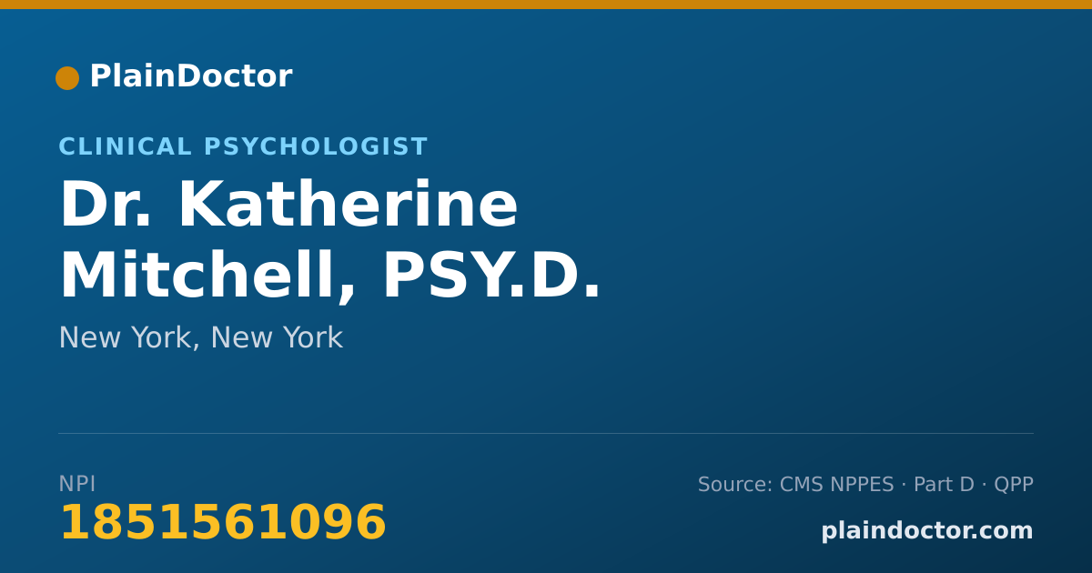 Shareable card for Katherine Mitchell, PSY.D. - Clinical Psychologist, New York, NY
