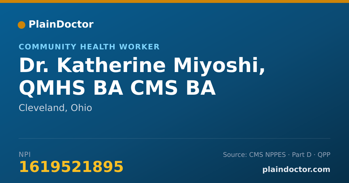 Shareable card for Katherine Miyoshi, QMHS BA CMS BA - Community Health Worker, Cleveland, OH