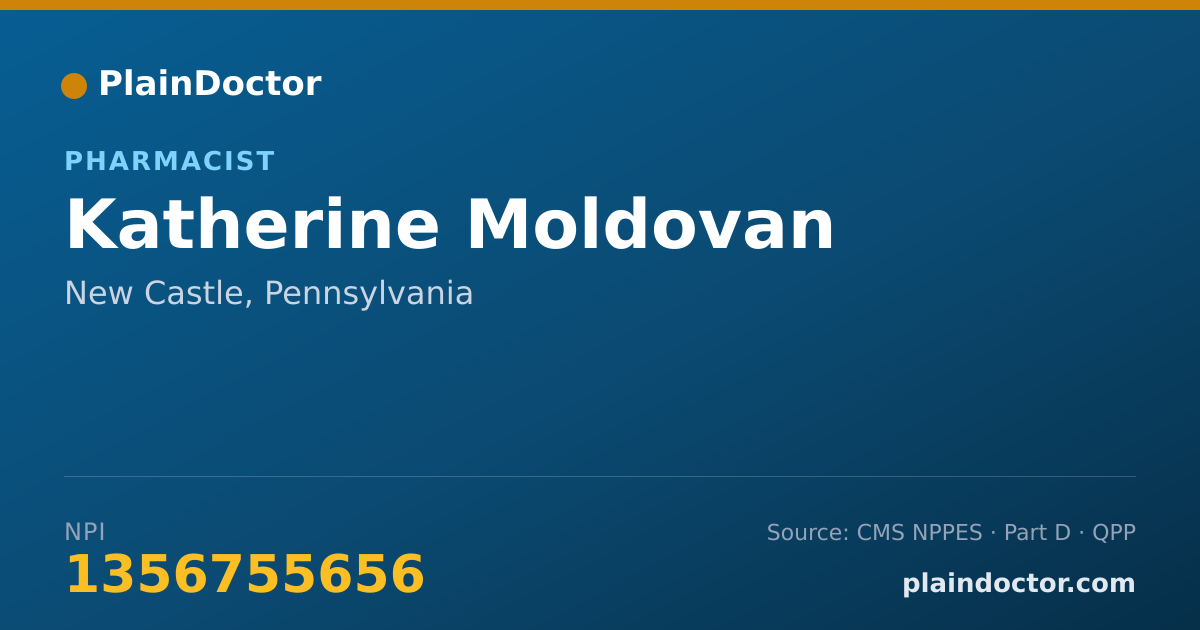 Shareable card for Katherine Moldovan - Pharmacist, New Castle, PA