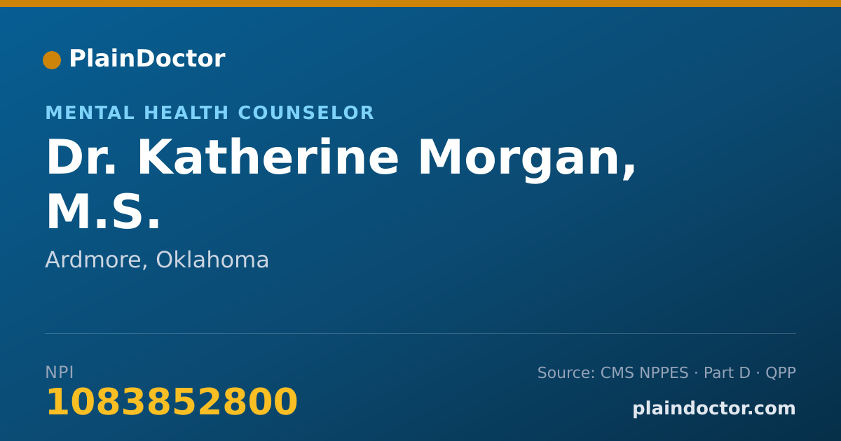 Shareable card for Katherine Morgan, M.S. - Mental Health Counselor, Ardmore, OK
