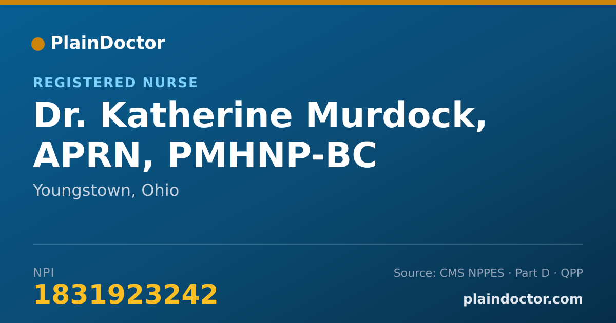 Shareable card for Katherine Murdock, APRN, PMHNP-BC - Registered Nurse, Youngstown, OH