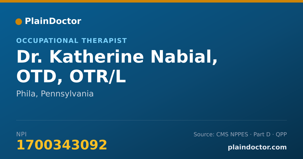 Shareable card for Katherine Nabial, OTD, OTR/L - Occupational Therapist, Phila, PA