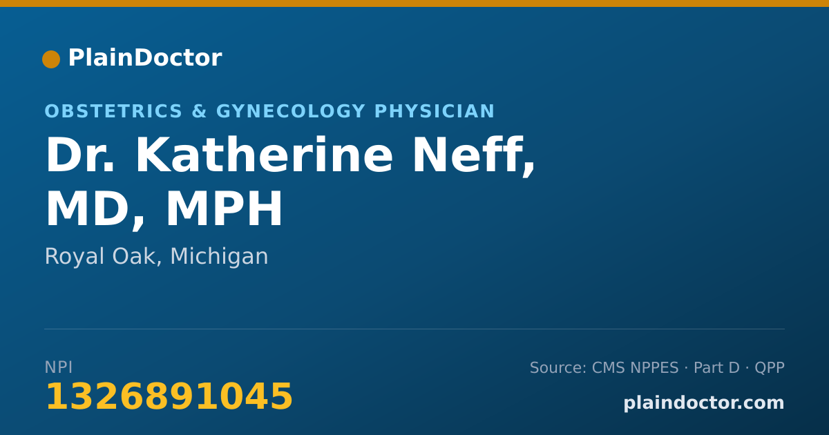 Shareable card for Katherine Neff, MD, MPH - Obstetrics & Gynecology Physician, Royal Oak, MI