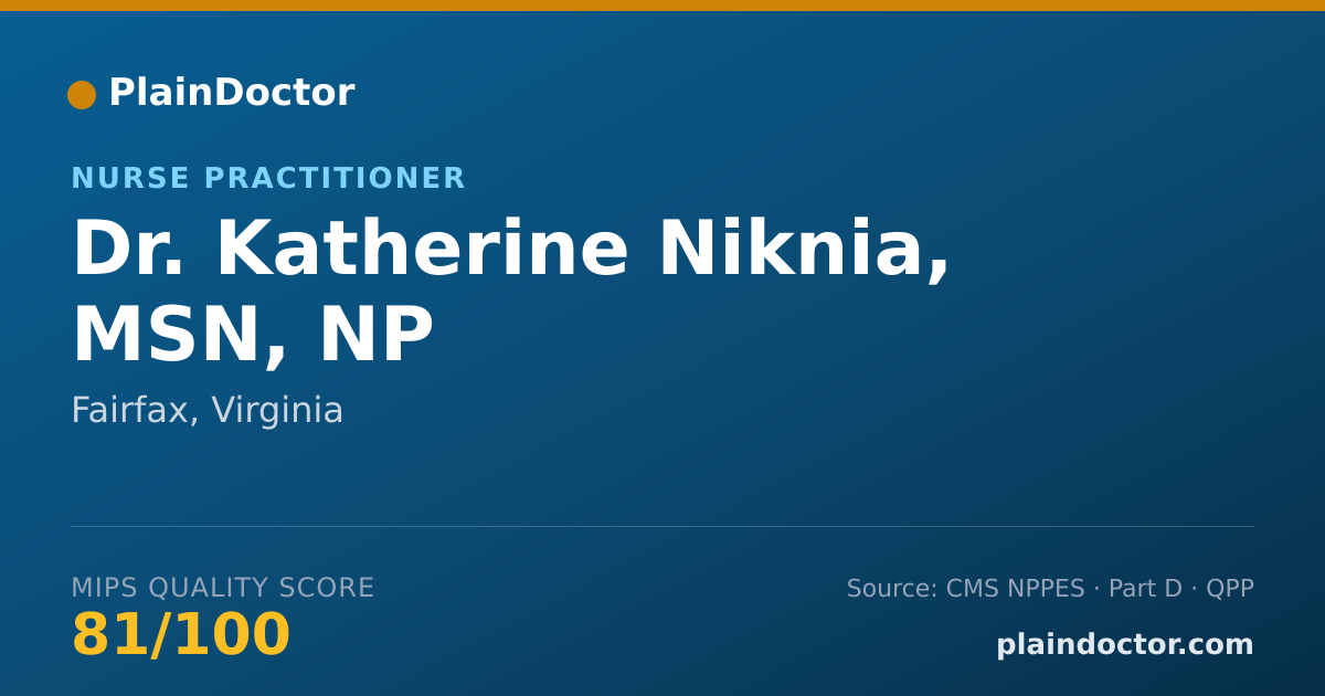 Shareable card for Katherine Niknia, MSN, NP - Nurse Practitioner, Fairfax, VA